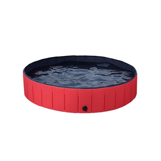 Foldable Dog Swimming Pool Pet Puppy Bath Tub Shower Indoor Outdoor Dia 140cm-Red - red - Yaheetech