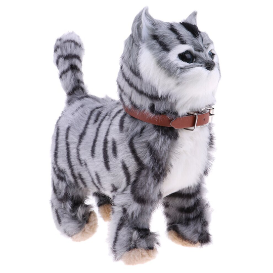(Gray) Electronic Plush Stuffed Walking Cat Meow Toy