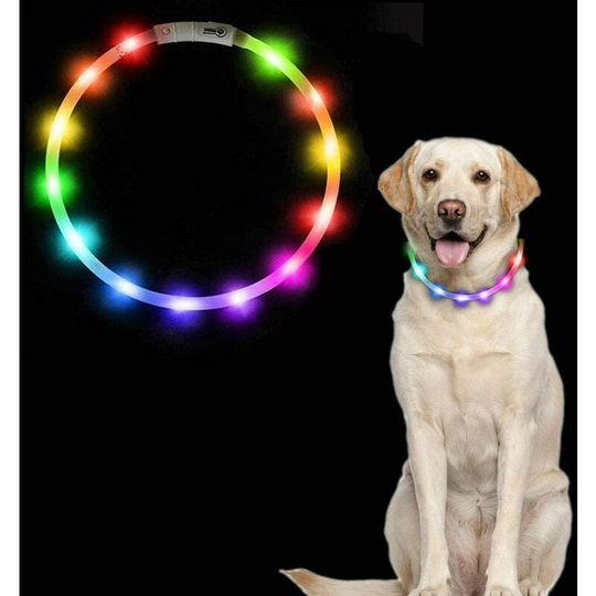 Litd dog necklace, usb rechargeable dog necklace, led adjustable safety dog necklace with 2 flash modes for small large dogs (multicolored)