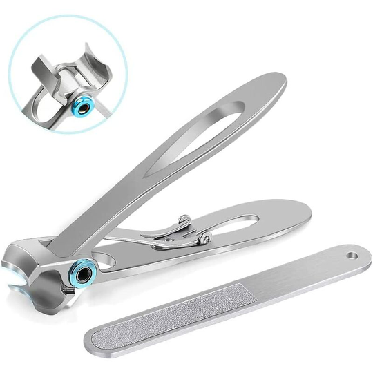 Ilovemilan - Toenail Clipper, Professional Nail Clipper Wide Jaw Opening 17mm Stainless Steel Toe Nail Clipper with Nail File and Metal Box for Men