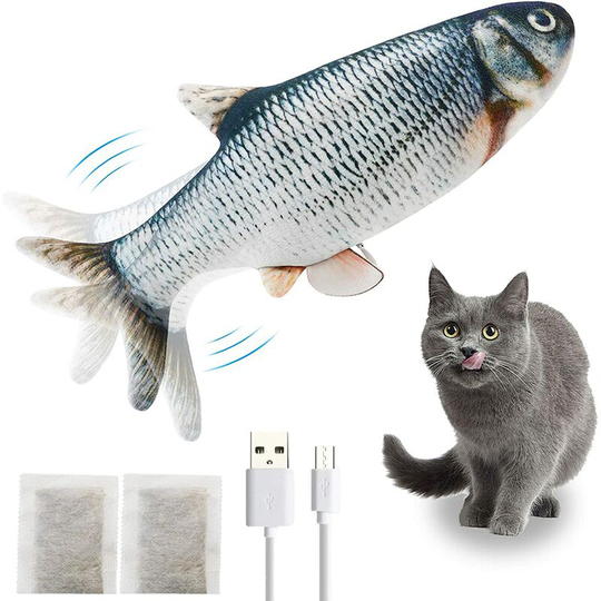 Briday - Catnip Fish Toys Interactive Cats Pet Flopping Plush Toys & Motion Kitten Toy & Chew Bite Kick Supplies for Kitten Kitty Indoor