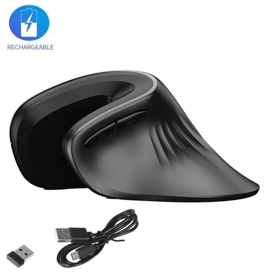 2.4G wireless vertical mouse ergonomics vertical mouse office game mouse 3 levels dpi black,Black - Black