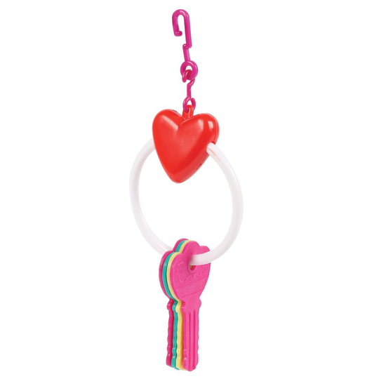 Small Caged Bird Heart Key Ring Toy Budgies Parrotlets Finches Canaries Lovebird