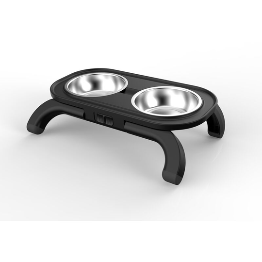 FVO - Stainless Steel Elevated Cat Bowl, Adjustable Height Double Inclined Bowl for Cat/Puppy/Small Dog