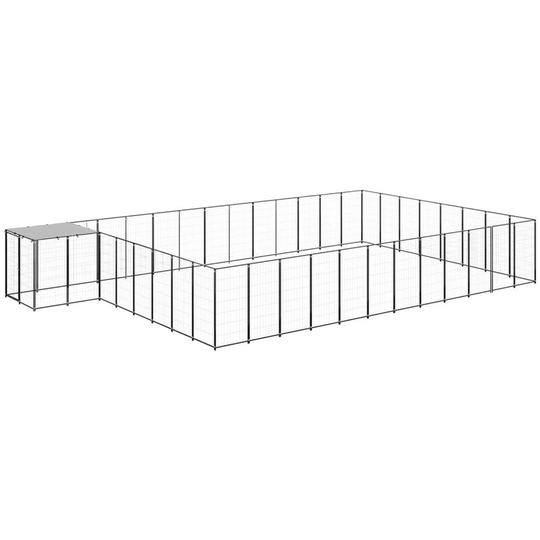 Dog Kennel Black 30.25 m² Steel Vidaxl Black