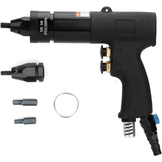 Joorrt - Air Riveter Kit Air Rivet Gun, Pneumatic Air Riveter with Nut Chuck and 1/4 Inlet Fitting for Aluminum, Iron, Stainless Steel