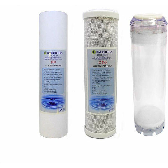 4 Stage Aquarium Reverse Osmosis 10' Drop In Replacement Filters & 10' Media Pod