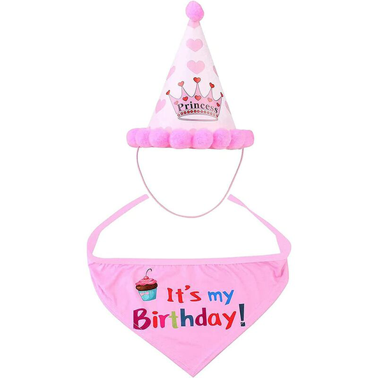 Aougo - Dog Birthday Bandana, 2 Pieces Dog Birthday Cone Hat, Dog Birthday Party Decoration Cute Hats, for Dog or Cat Birthday Party Decor