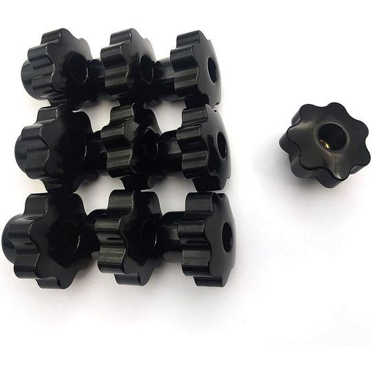 Modou - 10 x M8 Thread Clamp Knobs, Star Head Clamp Nuts Knob, Female Thread Knob Handle for Machine Tool Knob - Black