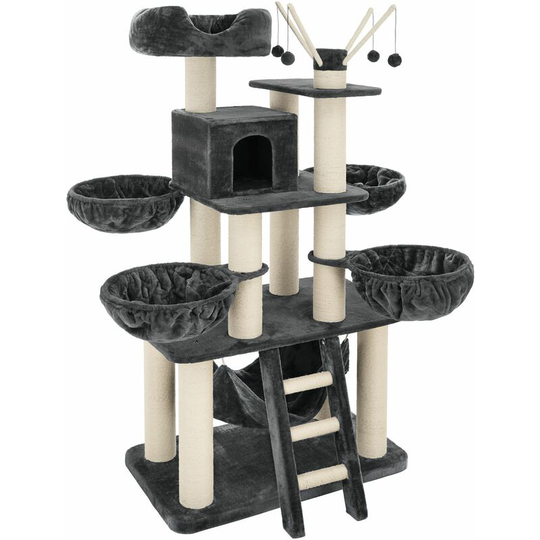 Tectake - Cat tree scratching post Gismo - cat scratching post, cat house, cat tower - grey/white - grey/white
