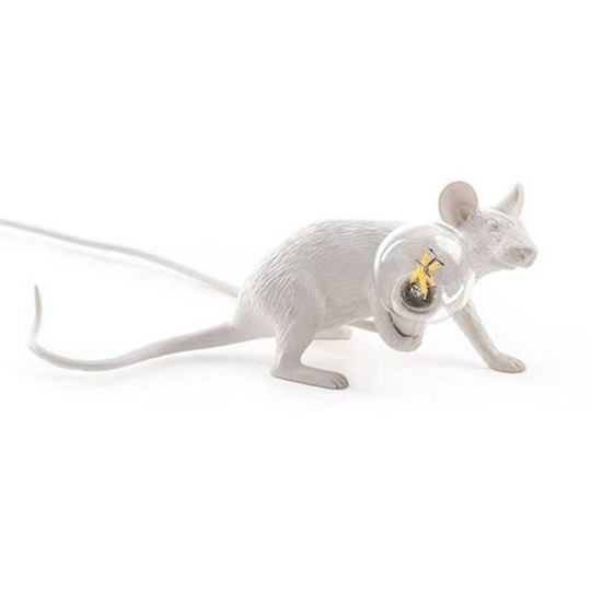 Deckon - Creative 3 Styles Resin Mouse Lamp For Bedroom, Study Desk - White Style b