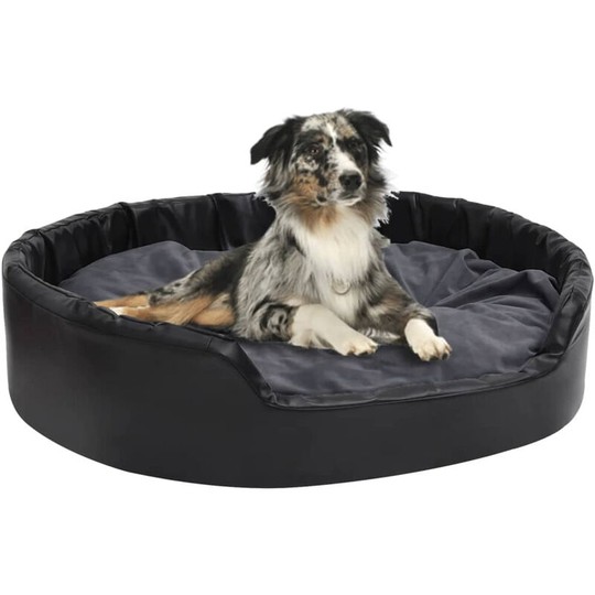 Dog Bed Black and Dark Grey 99x89x21 cm Plush and Faux Leather