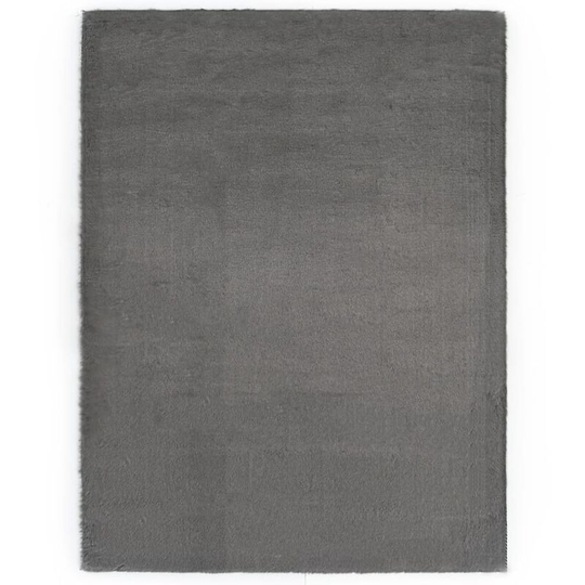 Rug 140x200 cm Faux Rabbit Dark Grey Vidaxl Grey