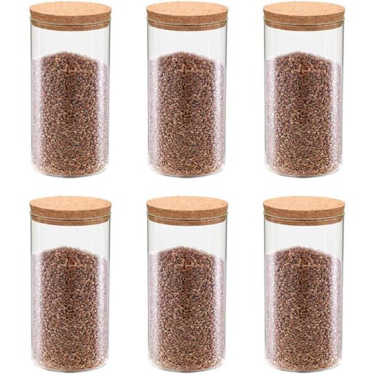 Storage Glass Jars with Cork Lid 6 pcs 1100 ml VDFF30669_UK - Topdeal