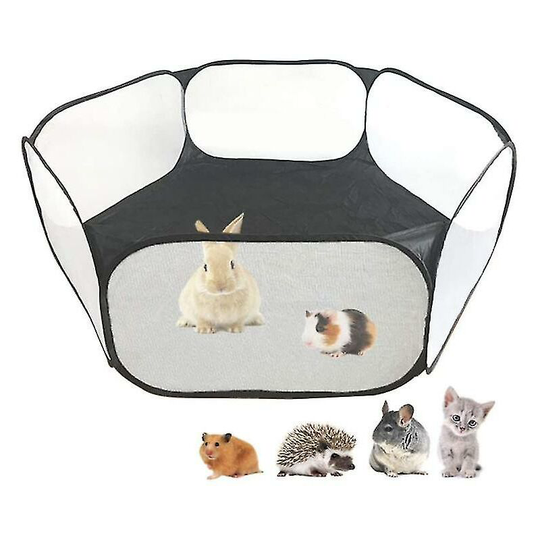 Small Animals Cage Tent Breathable Transparent Foldable Pet Playpen Pop Open Exercise Fence Portable Yard Outdoor Indoor