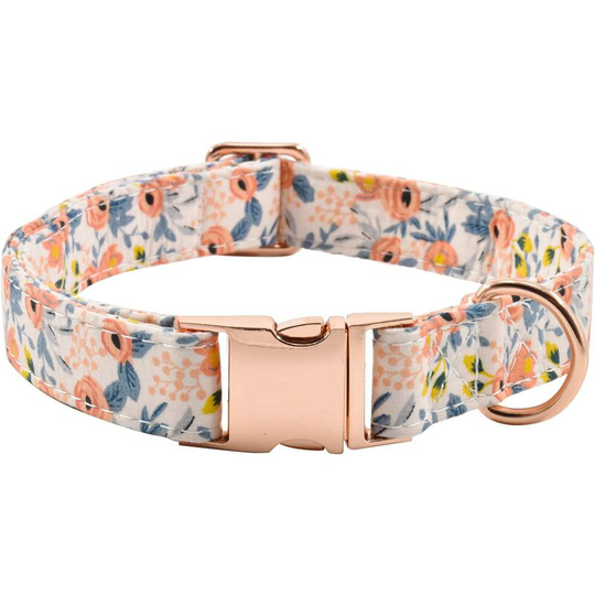 Metal Buckle Dog Collar, Durable Adjustable Dog Collar Soft for Small Medium Large Dogs (S(9.6-13.7in), Flower)