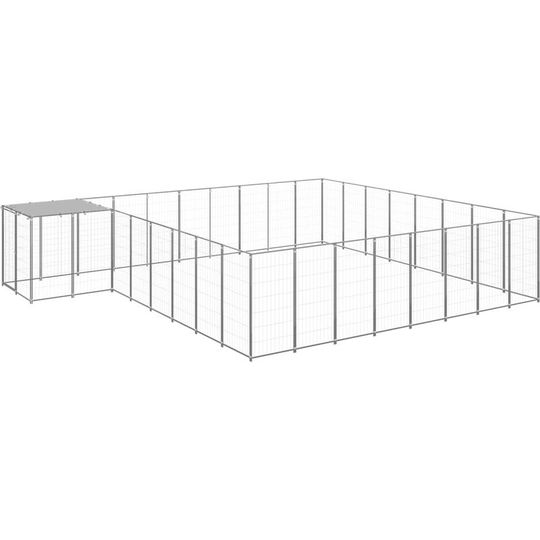Dog Kennel Silver 20.57 m² Steel vidaXL - Silver