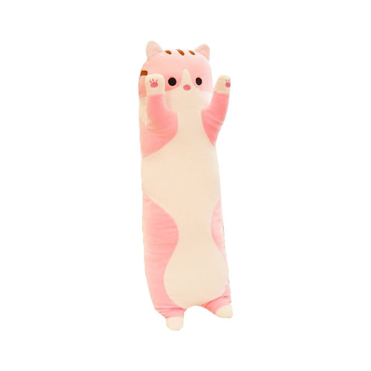(Pink, 110cm/43.3in) Long Cat Plush Toy Soft Stuffed Kitten Pillow Kids Sleeping Pillow Home Decor