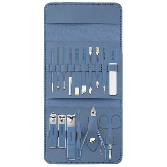 16 Piece blue m anicure Set Professional Nail Clippers Pedicure Pedicure Knife Ear Digger Dead Skin Knife Care