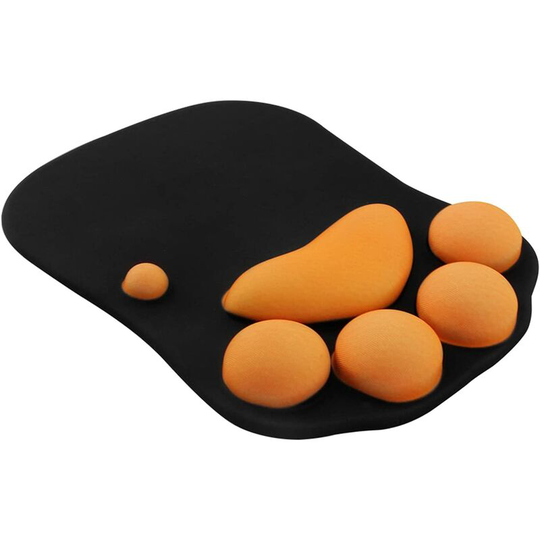 Cat Paw Mouse Pad with Wrist Rest, Portable Non-Slip Ergonomic Gaming Mouse Pad, Cartoon Cat Paw Soft Silicone Mat (10.6 × 8.0) (Black)
