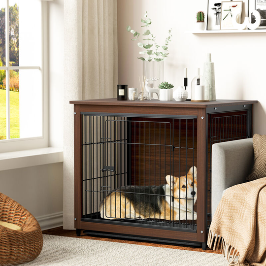 Dog Crate Wooden Kennel Sofa Table End Table Beautiful Furniture Indoor, Small