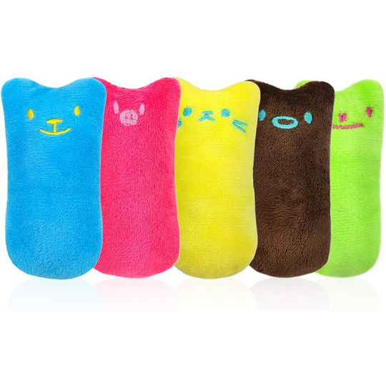Pet Catnip Plush Toy, 5Pcs Thumb Bite Cat Toy, Catnip Toys, 5 Colors Cat Chew Toy, Scratching Toy, Plush Interactive Cat Toys