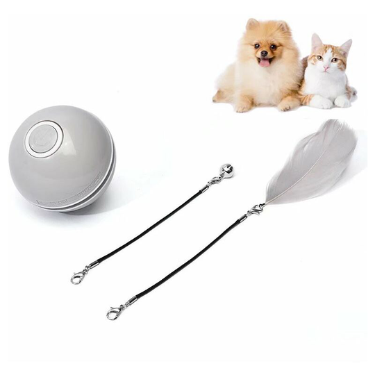 Pet Toy Funny Toy Cat Ball usb Ladding Laser Ball Intelligent Ball Bearing Ball Colorful Feather (Gray