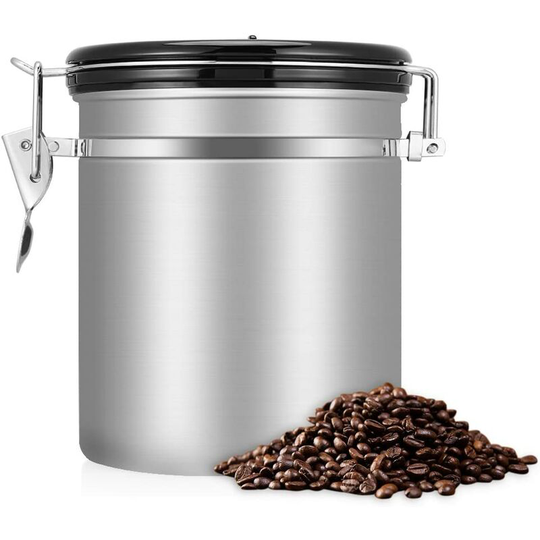 Coffee Canister, Coffee Vault Airtight Coffee Storage, Vacuum Seal Vents Away CO2 Gas Coffee Bean Vault, for Coffee Beans, Ground Coffee, Nuts and