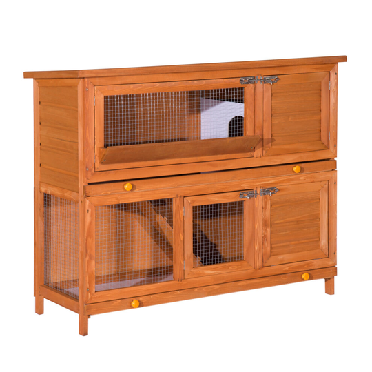 PawHut Pet Cage Rabbit Hutch Large Wooden Double Decker 120x 48 x100cm