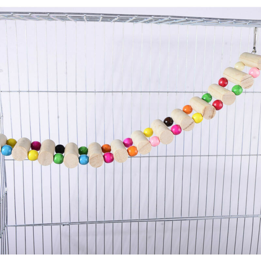 Bird Perch Support Toy, Wooden Swing Climbing Ladder Toys, Bird Cage Parrot Play Gyms