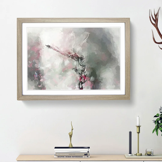 Perched Dragonfly in Abstract - Picture Frame Painting Print