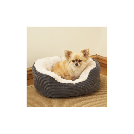 40 Winks Oval Sleeper Jumbo Cord/plush Grey 32''