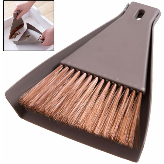 Echoo - Brush Dustpan, Mini Broom Dustpan Whisk Set Hand Broom Whisk Snap-on Table Set for Keyboard Dustpan Portable Office Desk