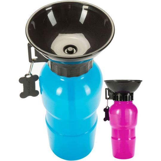 Dog Water Bottle with Built-in Bowl Travel Water Bottle Car Water Bottle Dog Bottle with Water Bowl (Blue) 600ml