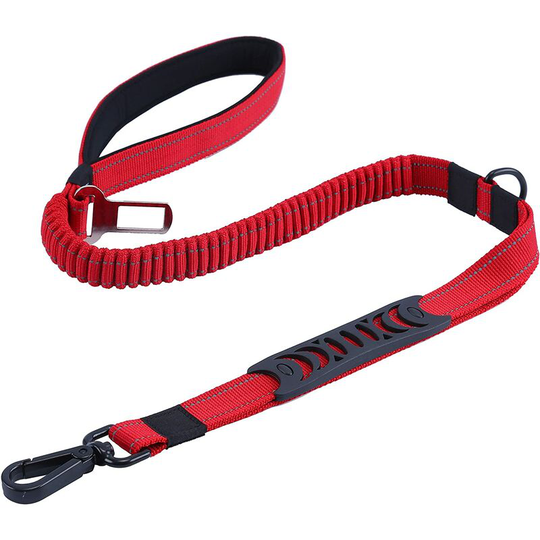 Soekavia - Strong Dog Leash with Padded Handle Anti-Pull Rope Elastic Training Leash for Medium and Large Dogs Strong Pull (110CM-150CM, Red)