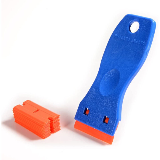 Scraper, Glass Scraper Glass Ceramic Plate Scraper with 10 Plastic Scrapers, for Removing Labels, Glue, PaintStickers and Decals, Blue