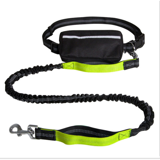 Betterlifegb - Hands Free Dog Leash for Running Walking Training Hiking, Dual-Handle Shock Absorbing Reflective Bungee, Adjustable Waist Belt and