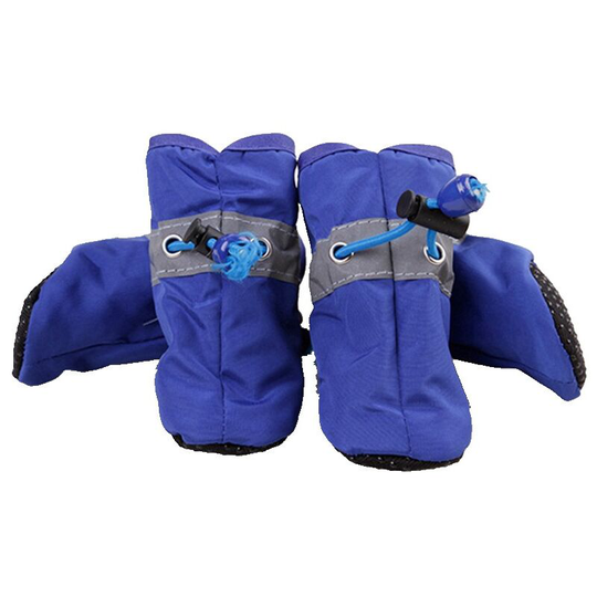 Protection of dog paws, anti-slip winter dog shoes, with reflective band, suitable for small, medium and large dogs. Set 4 pieces blue