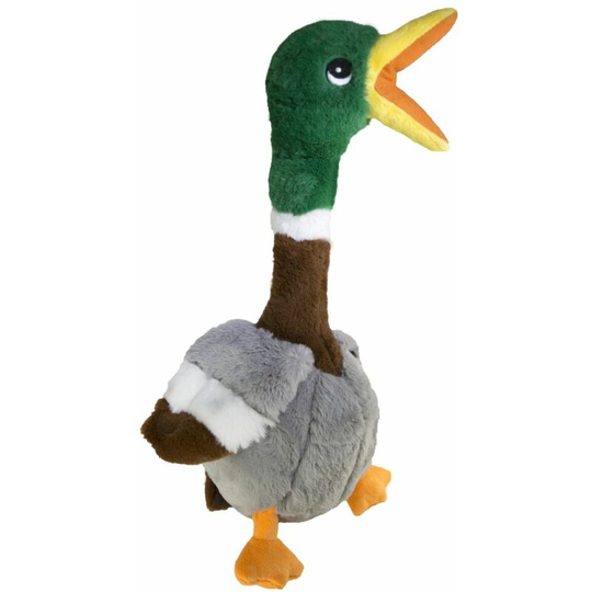 Shakers Honkers Duck Dog Squeak Toy (28cm) (Grey/Brown/Green) - Grey/Brown/Green - Kong