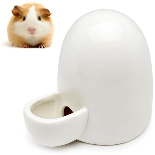 Small Animal Water Bottle, Automatic Drinking Water Feeder, Ceramic Silent Pet Water Dispenser for Hamster, Fixed Rat Food Bowl for Hedgehog, white