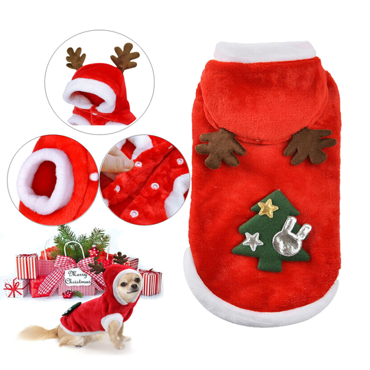 (S) Pet Warm Coat Dogs Cats Christmas Jumper Clothes Kitten Puppy Santa Elk Hoodie