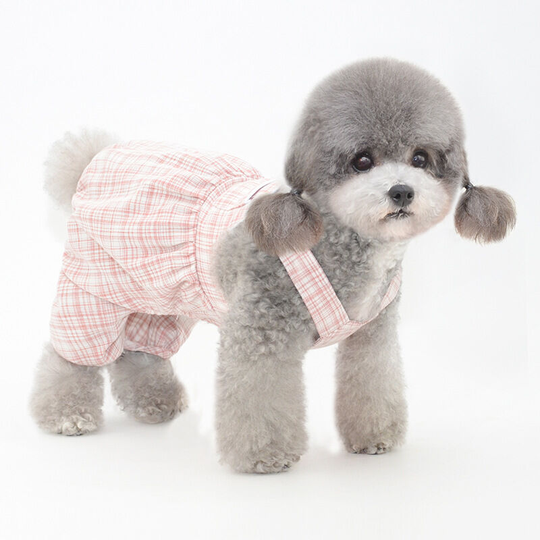 Benobby Kids - Spring and summer new pet carrier pants pumpkin pants pocket carrier pants - pink plaid m, suitable for puppy girls and boys, soft
