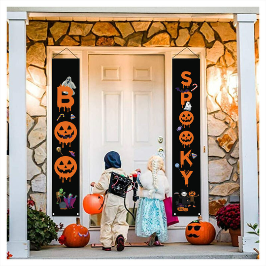 Halloween Banner Halloween Decorations, Spooky, Trick Or Treat, Perfect for Home, Office, Patio, Porch, Front Door, Window and Tent