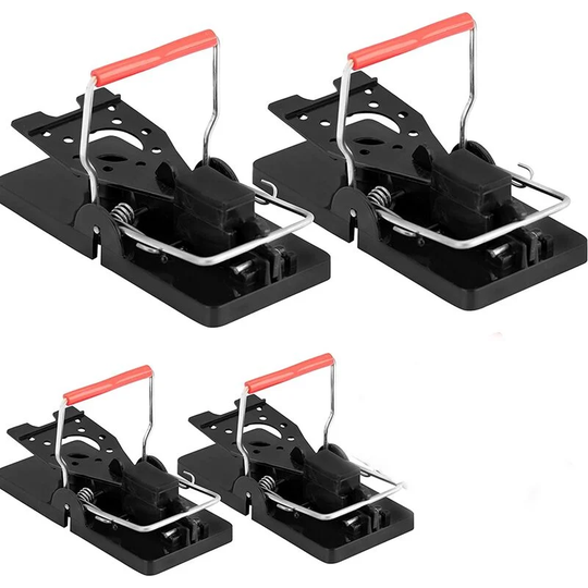 Perle Rare - Set of 4 Plastic Mouse Traps - Plastic Mouse Trap - Mouse Trap - Mousetrap - Hygienic, Effective, Reusable - Plastic - 9.6 x 4.7 x 5.5 cm
