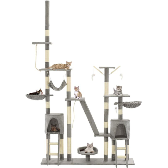 Cat Tree with Sisal Scratching Posts 230-250 cm Grey VDTD07173 - Topdeal