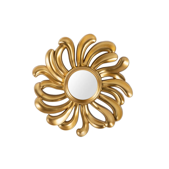 Oakdale Round Resin Framed Wall Mounted Accent Mirror in Gold