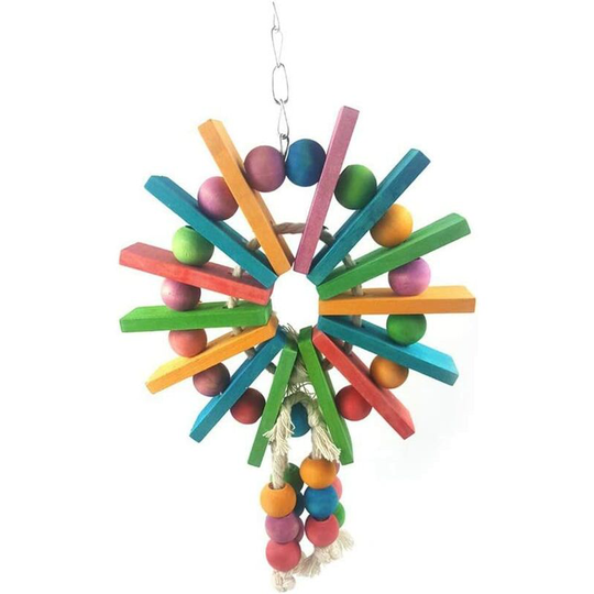 Creative Big Wheel Wooden Chew Toy Bird Pet Supplies Parrot Bite Fun Toy Bird Toy Bird Cage Accessories