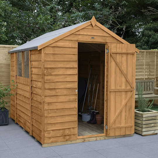 6x8 Wooden Apex Overlap Dip Treated Garden Shed