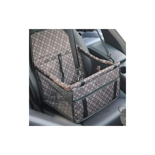 Soekavia - Dog Car Seat, Waterproof Folding Dog Seat Carrier with Seat Belt and Storage Bag, Car Booster Seat for Dogs or Cats (Classic Brown)