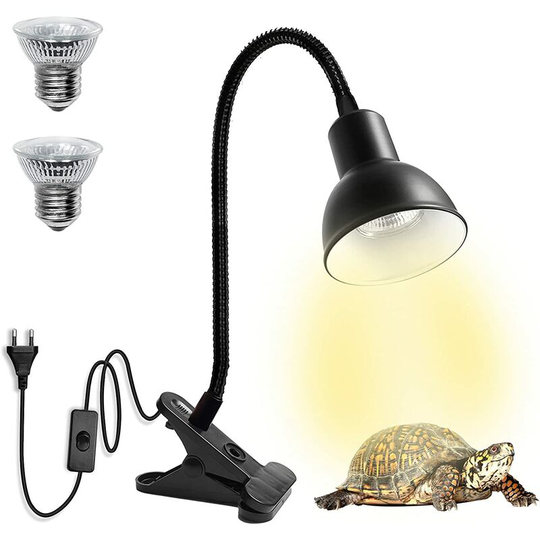 Turtle Heat Lamp for Reptile Aquarium, Turtle with 2 uva uvb Bulb Baking Lamp Adjustable 360° Rotating Clip for Turtle Snake Aquarium